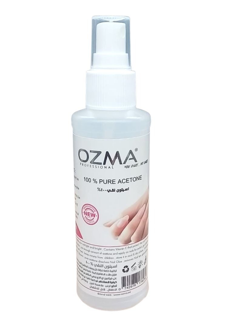 Ozma Clavo 100% Pure Acetone | Professional Quick Conditioning & Nourishing Nail Polish Remover | Removes Artificial Nails, 125 Ml.