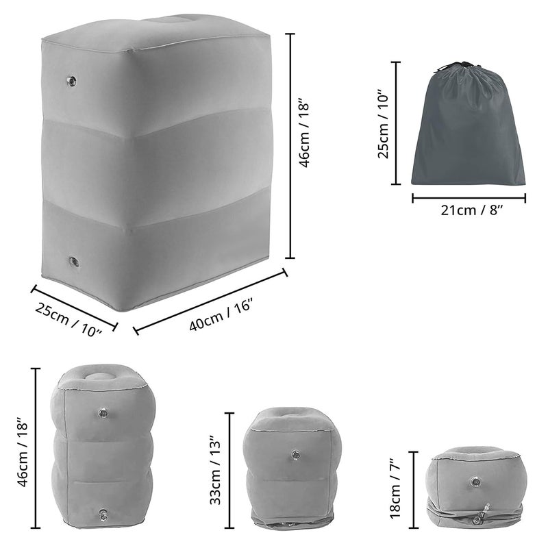 TGOPIT Travel Foot Rest Pillow Inflatable Foot Rest with Drawstring Bag for Flight Car Home Office Portable Height Adjustable Foot Rest Leg Cushion for Kids Adults 1Pcs - Image 2