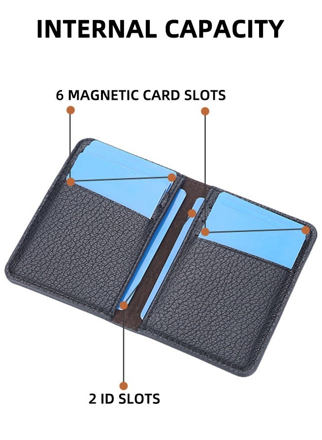 baellerry Ultra-Thin Card Holder For Men | Baellerry Multi-Card Holder In Pebbled Soft Leather | 8-Slot Compact Organizer | Rfid Protection | Slim Business Minimalist Design | Classic Black - Image 3