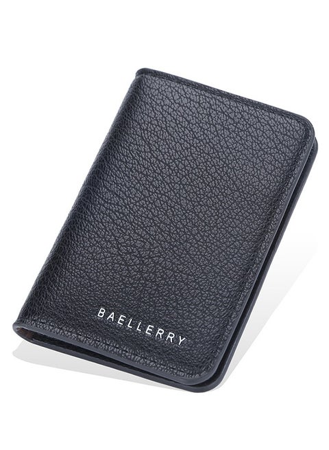 Ultra-Thin Card Holder For Men | Baellerry Multi-Card Holder In Pebbled Soft Leather | 8-Slot Compact Organizer | Rfid Protection | Slim Business Minimalist Design | Classic Black