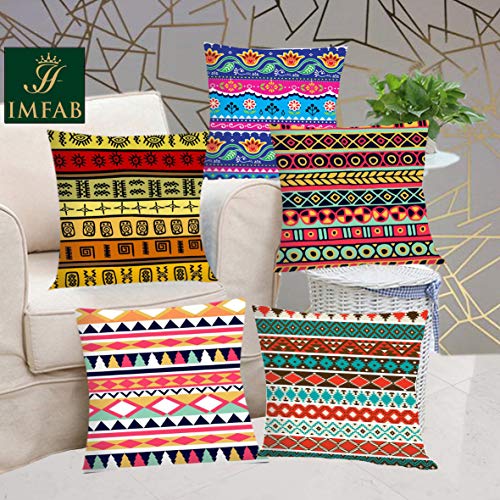 IM FAB IMFAB Digital Printed Canvas Cotton Cushion Covers 12X12 inches (Set of 5 pcs) - Image 1