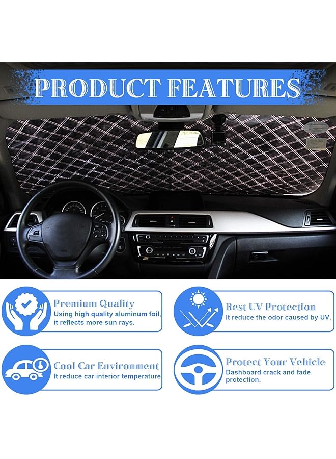 Bingcute Car Windscreen Sun Shade Uv Front Screen Sunshade Cover Protector Keep Car Cool Windshield Dust Cover Frost Snow Ice Cover In All Weather Large Front Windscreen Sun Visor - Image 3