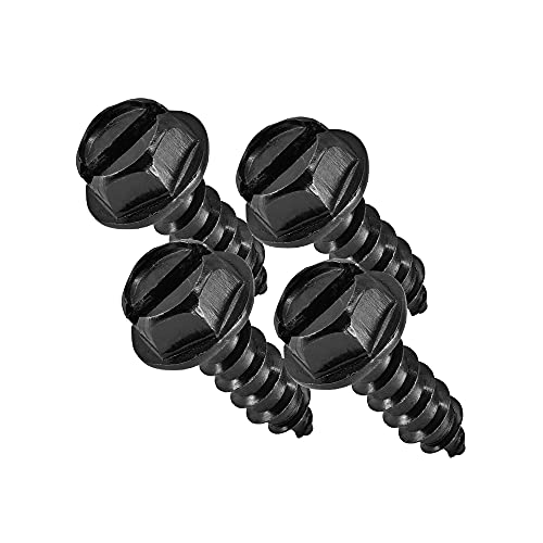 MAKERS BOLT Black License Plate Screws Rustproof 188 Stainless Steel Black Oxide Finish Applied in the USA by Makers Bolt Pack of 4 - Image 1