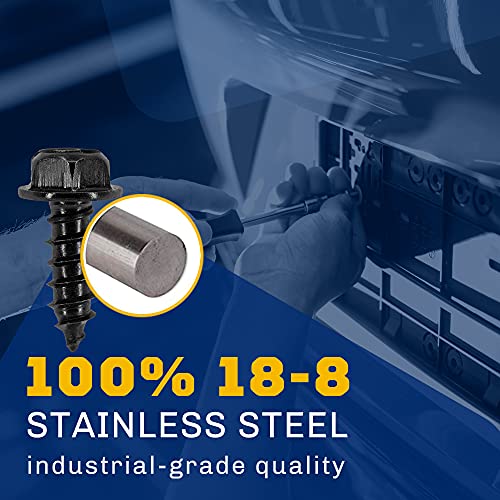 MAKERS BOLT Black License Plate Screws Rustproof 188 Stainless Steel Black Oxide Finish Applied in the USA by Makers Bolt Pack of 4 - Image 5