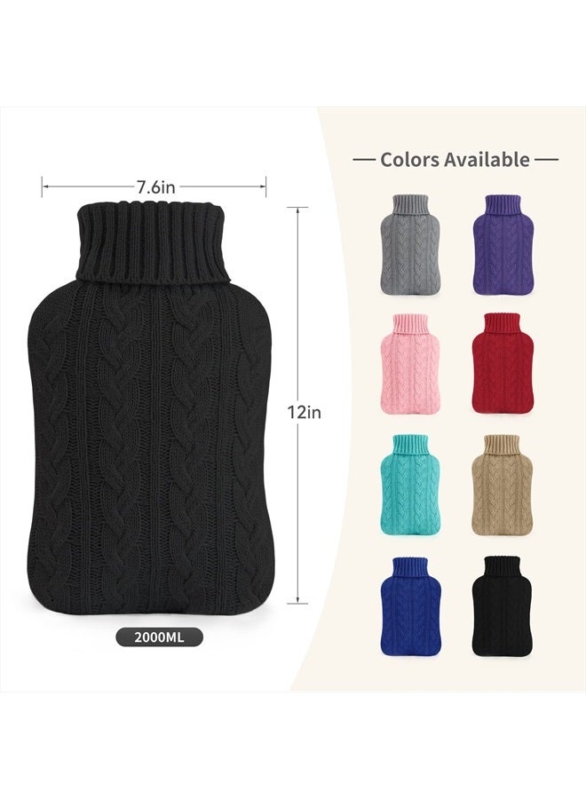 samply Hot Water Bottle with Knitted Cover, 2L Hot Water Bag for Hot and Cold Compress, Hand Feet Warmer, Ideal for Menstrual Cramps, Neck and Shoulder Pain Relief,Black - Image 3