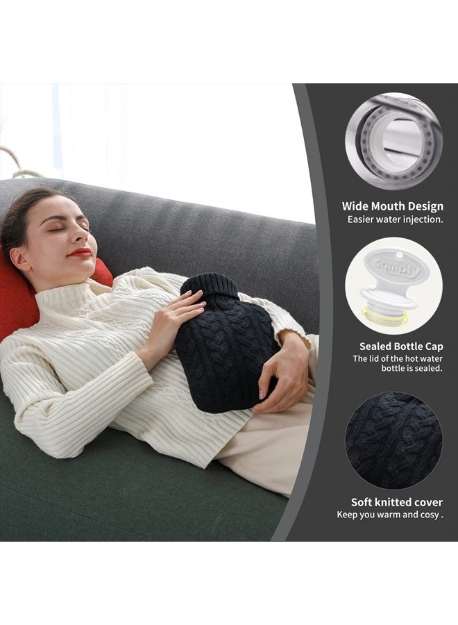 samply Hot Water Bottle with Knitted Cover, 2L Hot Water Bag for Hot and Cold Compress, Hand Feet Warmer, Ideal for Menstrual Cramps, Neck and Shoulder Pain Relief,Black - Image 5