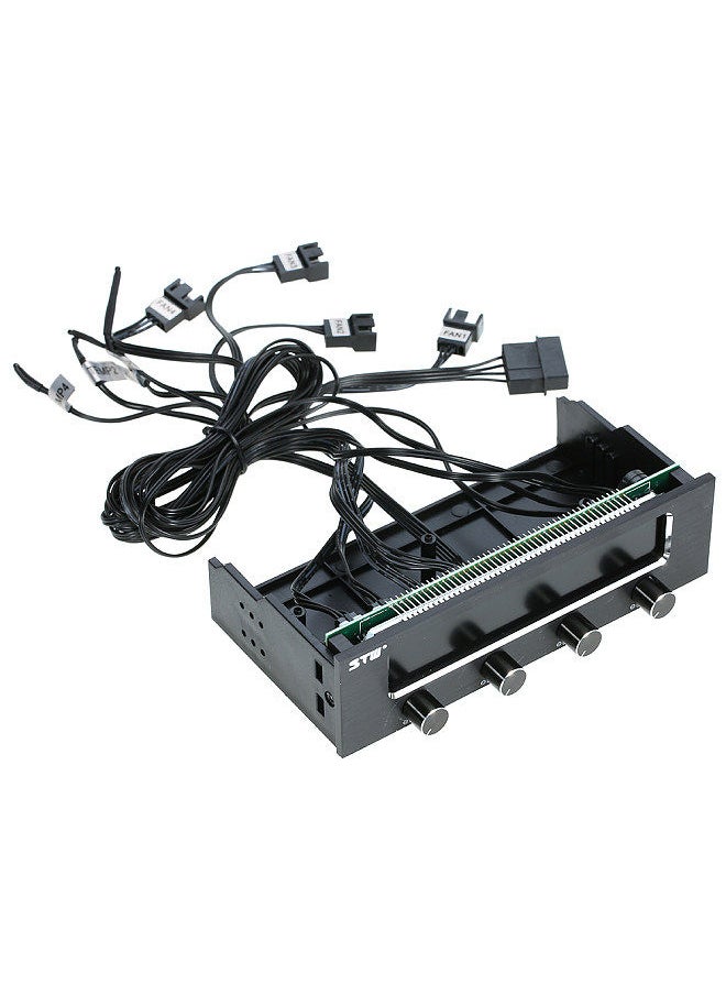 Sunshine-tipway - STW Multi-Function PC CPU 4 Channel Fan Controller Speed Control Adjuster LCD Cooling Front Panel - Image 1