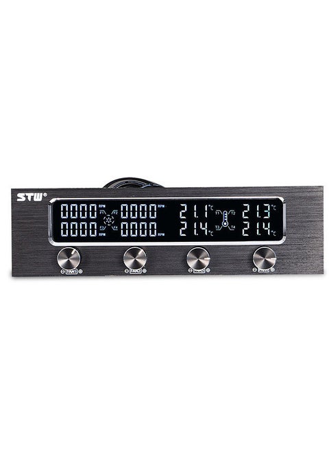 STW Multi-Function PC CPU 4 Channel Fan Controller Speed Control Adjuster LCD Cooling Front Panel