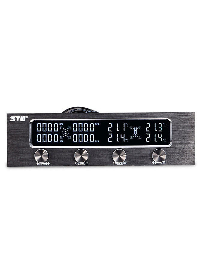 Sunshine-tipway - STW Multi-Function PC CPU 4 Channel Fan Controller Speed Control Adjuster LCD Cooling Front Panel - Image 1