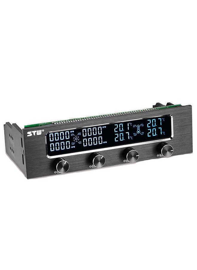Sunshine-tipway - STW Multi-Function PC CPU 4 Channel Fan Controller Speed Control Adjuster LCD Cooling Front Panel - Image 1