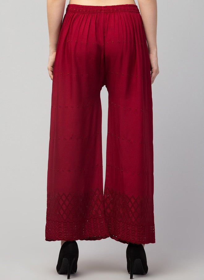 Trend Level Geometric Embroidered Palazzos - Image 4