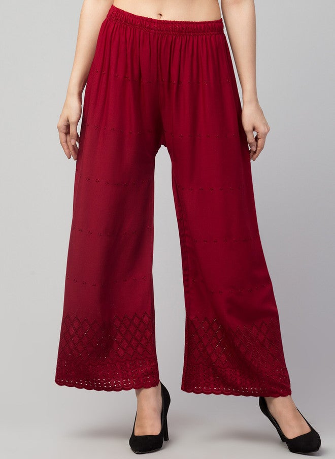 Trend Level Geometric Embroidered Palazzos - Image 1