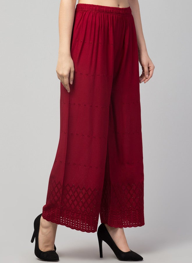 Trend Level Geometric Embroidered Palazzos - Image 2