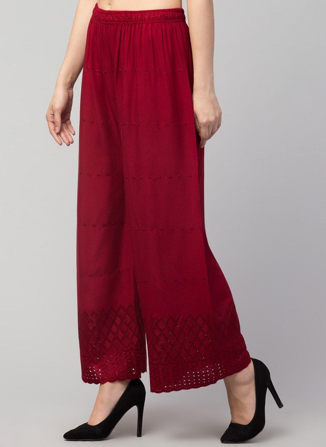 Trend Level Geometric Embroidered Palazzos - Image 3
