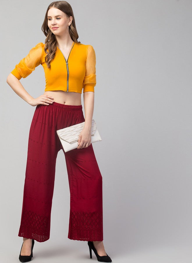 Trend Level Geometric Embroidered Palazzos - Image 5