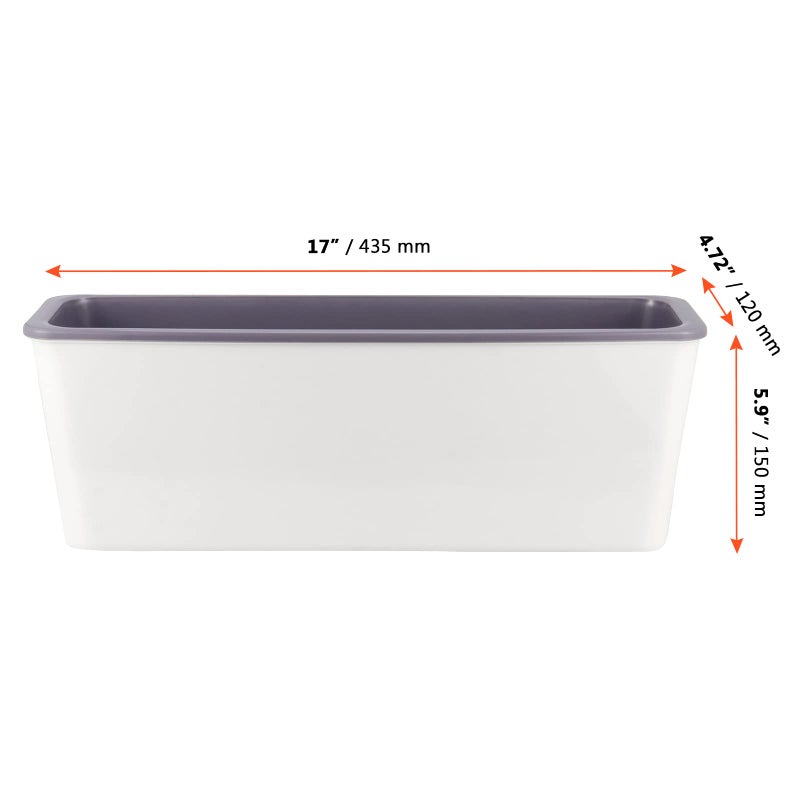 SINJEUN 2 Pack Rectangular Self Watering Planter 17 x 6 Inch, Rectangular Self Watering Flower Plant Pots with Drainage Holes, Garden Window Sill Planters Flower Pot for Indoor Outdoor Use - Image 2