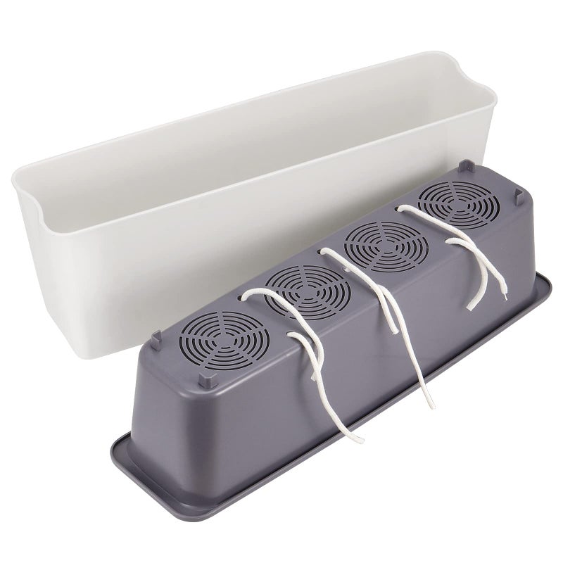 SINJEUN 2 Pack Rectangular Self Watering Planter 17 x 6 Inch, Rectangular Self Watering Flower Plant Pots with Drainage Holes, Garden Window Sill Planters Flower Pot for Indoor Outdoor Use - Image 4