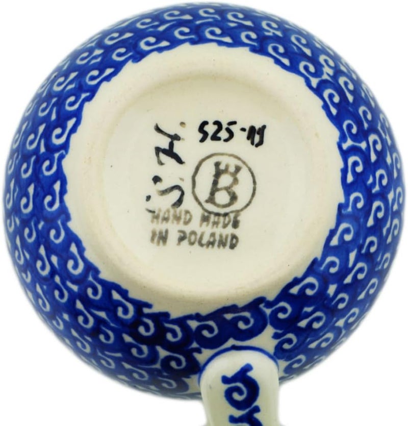 Polmedia Polish Pottery Authentic Polish Pottery Mug 12 oz in Spring Flowers Design Handmade in Bolesawiec Poland by Ceramika Bona  Certificate of Authenticity - Image 4
