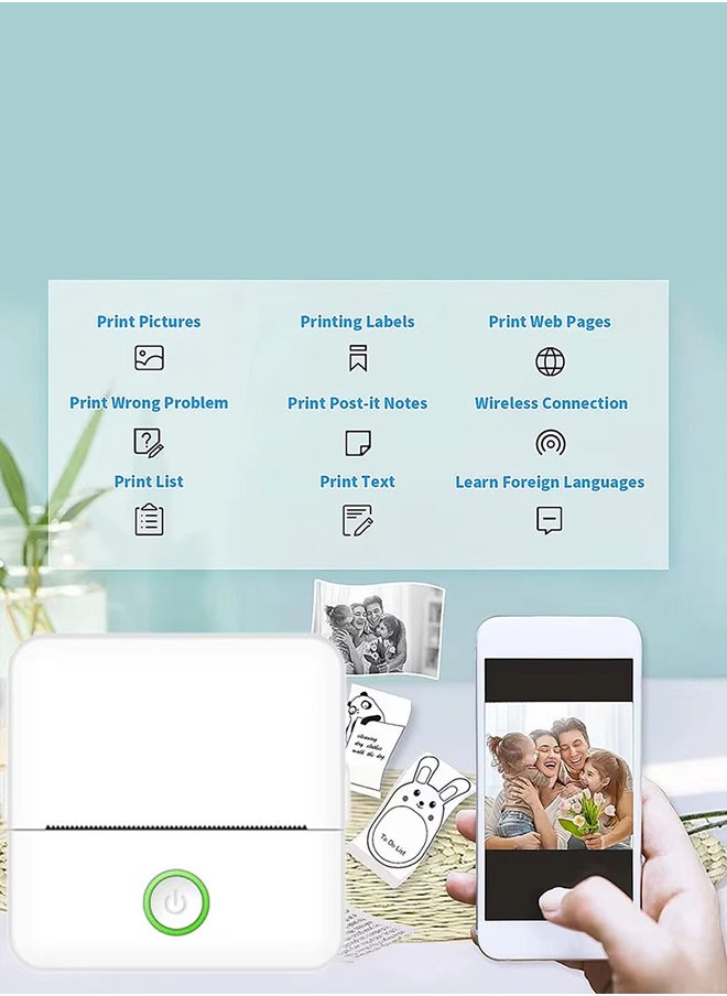 Generic - Mini Label Printer, Portable Multi-function Inkless Sticker Maker, Free Cut Small Pocket Printer, Bluetooth Wireless Thermal Printer, Support Android iOS, With One Roll of Printing Paper, For Photo - Image 1