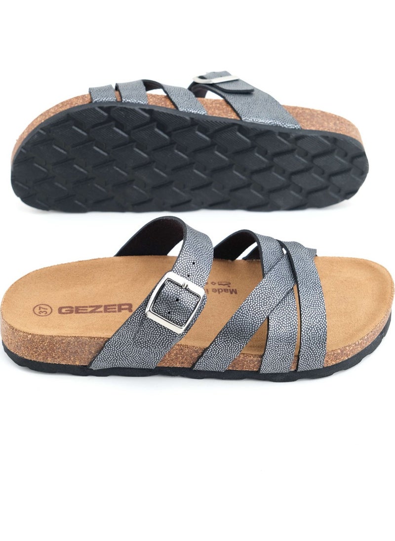Gezer Women's Summer Faux Leather Single Buckle Adjustable Cork Sole Daily Slippers  - Image 4