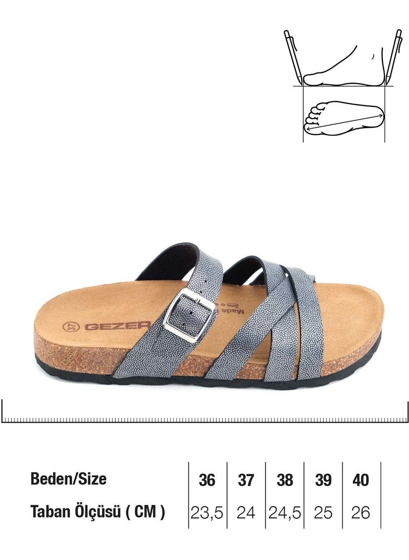 Gezer Women's Summer Faux Leather Single Buckle Adjustable Cork Sole Daily Slippers  - Image 1