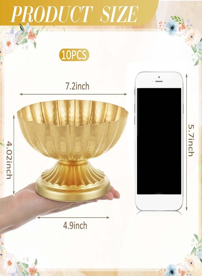 Ninehaoou 10 Pcs Metal Compote Bowl for Centerpiece Flower Holder Small Compote Vase Indoor Outdoor Flowers Fruits Plant for Christmas Wedding Home Party Decoration (Medium,Bright Gold) - Image 2