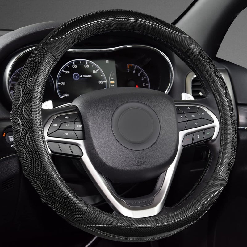 GIANT PANDA Steering Wheel Cover for Jeep Wrangler Car Steering Wheel Cover for Jeep Grand Cherokee and Cherokee Black