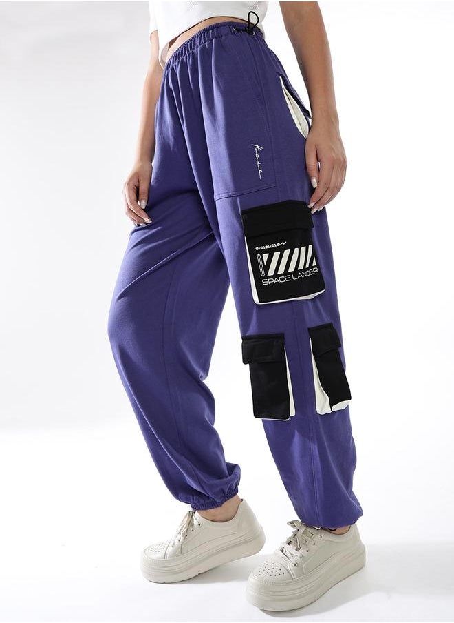Hubberholme Women Printed Cotton Relaxed-Fit Cargo Joggers  - Image 2