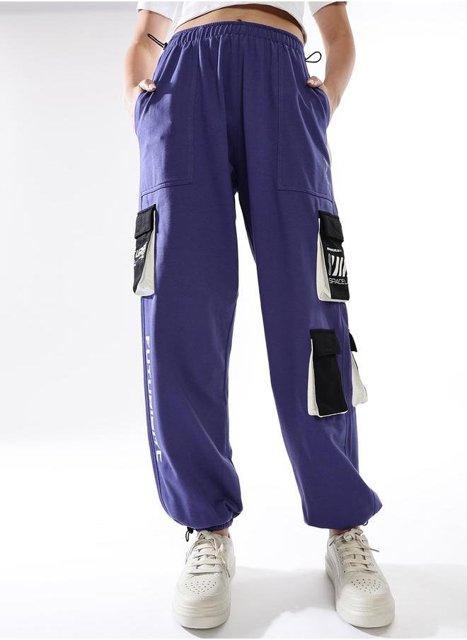 Hubberholme Women Printed Cotton Relaxed-Fit Cargo Joggers  - Image 4