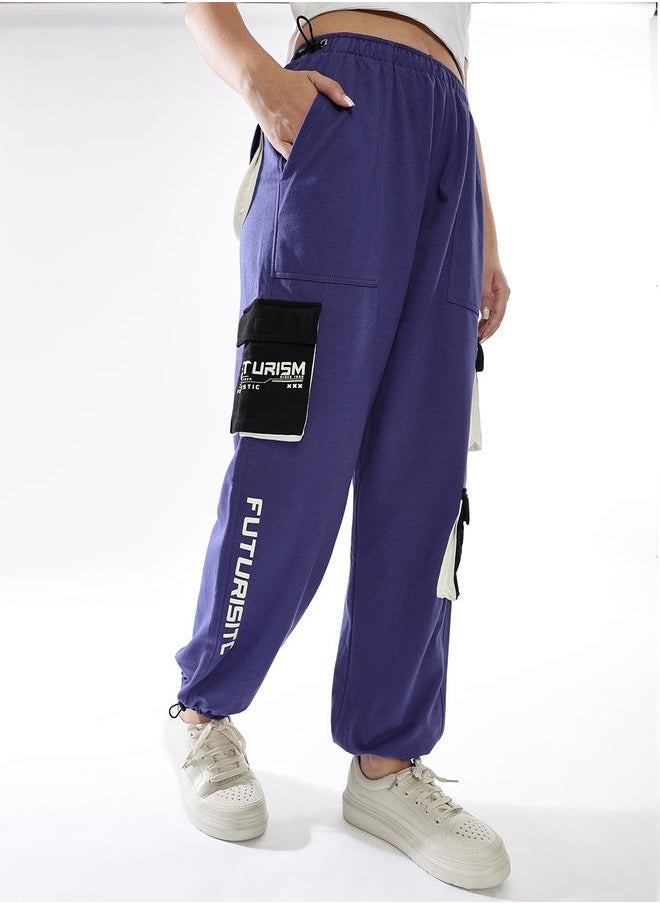 Hubberholme Women Printed Cotton Relaxed-Fit Cargo Joggers  - Image 3