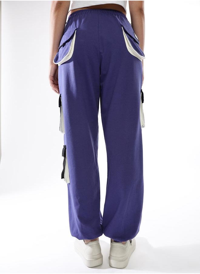 Hubberholme Women Printed Cotton Relaxed-Fit Cargo Joggers  - Image 5
