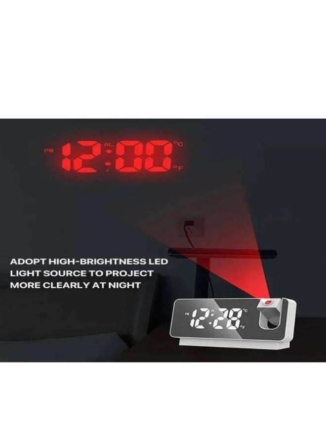 Color LED Rechargeable Projection Alarm Clock with Ceiling Projection