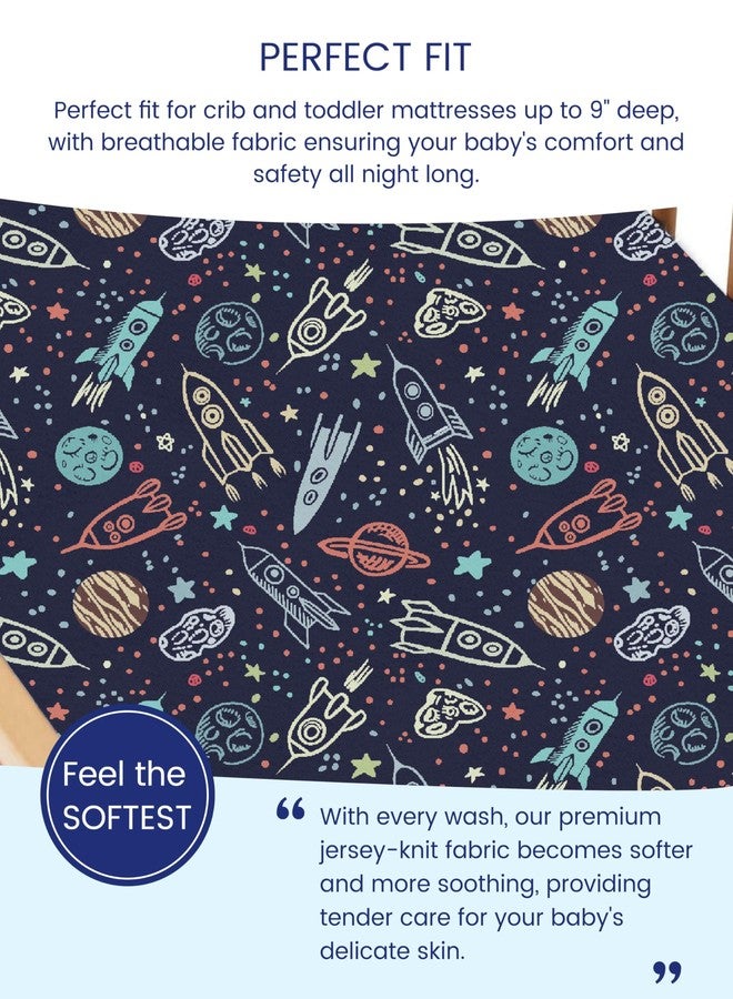 TotAha Premium Stretchy Space Crib Sheets (2-Pack)-Hypoallergenic, Silky Comfort, Buttery Soft, Calming Effect, All-Season Jersey-Knit Sheets, 9'' Extra Deep Pocket - Image 2