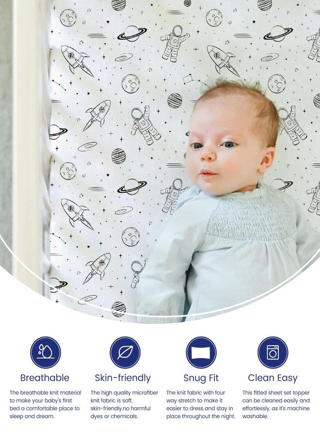 TotAha Premium Stretchy Space Crib Sheets (2-Pack)-Hypoallergenic, Silky Comfort, Buttery Soft, Calming Effect, All-Season Jersey-Knit Sheets, 9'' Extra Deep Pocket - Image 3