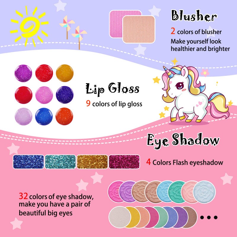 Kidcheer Kids Makeup Kit for Girls Real Washable Cosmetic 3+ Year Girl Birthday Gifts Pretend Play Toys for Girls 4-6, 6-8, 8-10 Non-Toxic - Image 2