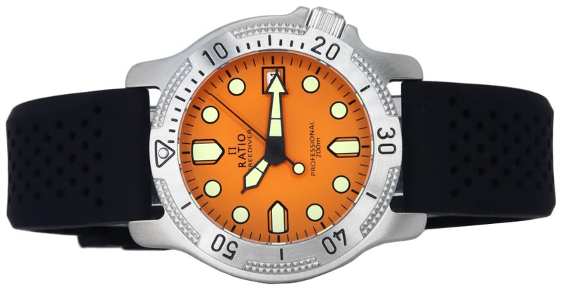 Ratio FreeDiver Professional Sapphire Orange Dial Quartz RTF025 200M Men's Watch - Image 4