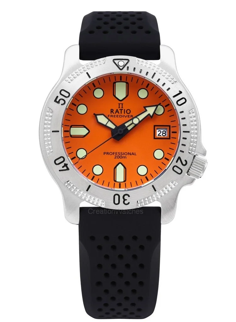Ratio FreeDiver Professional Sapphire Orange Dial Quartz RTF025 200M Men's Watch
