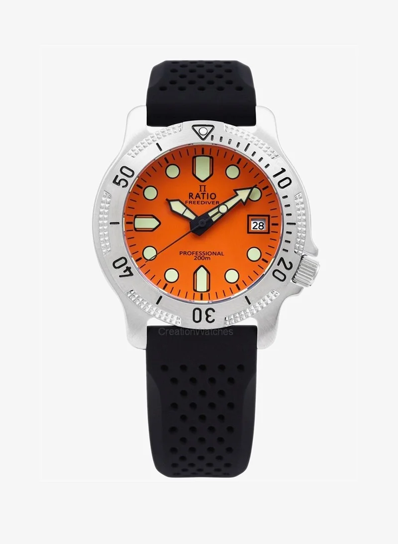 Ratio FreeDiver Professional Sapphire Orange Dial Quartz RTF025 200M Men's Watch