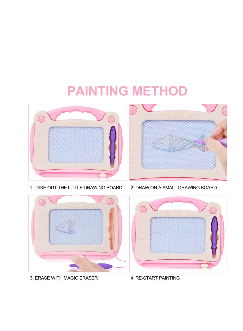 SYOSI Coloring Magnetic Drawing Board, Toddler Learning Toys for Little Girl Boy, Painting Sketch Pad, Erasable Doodle Sketch Pad with Stampers Cards, Birthday Travel Toys for 3 4 5 6 Years Kid (Pink) - Image 5
