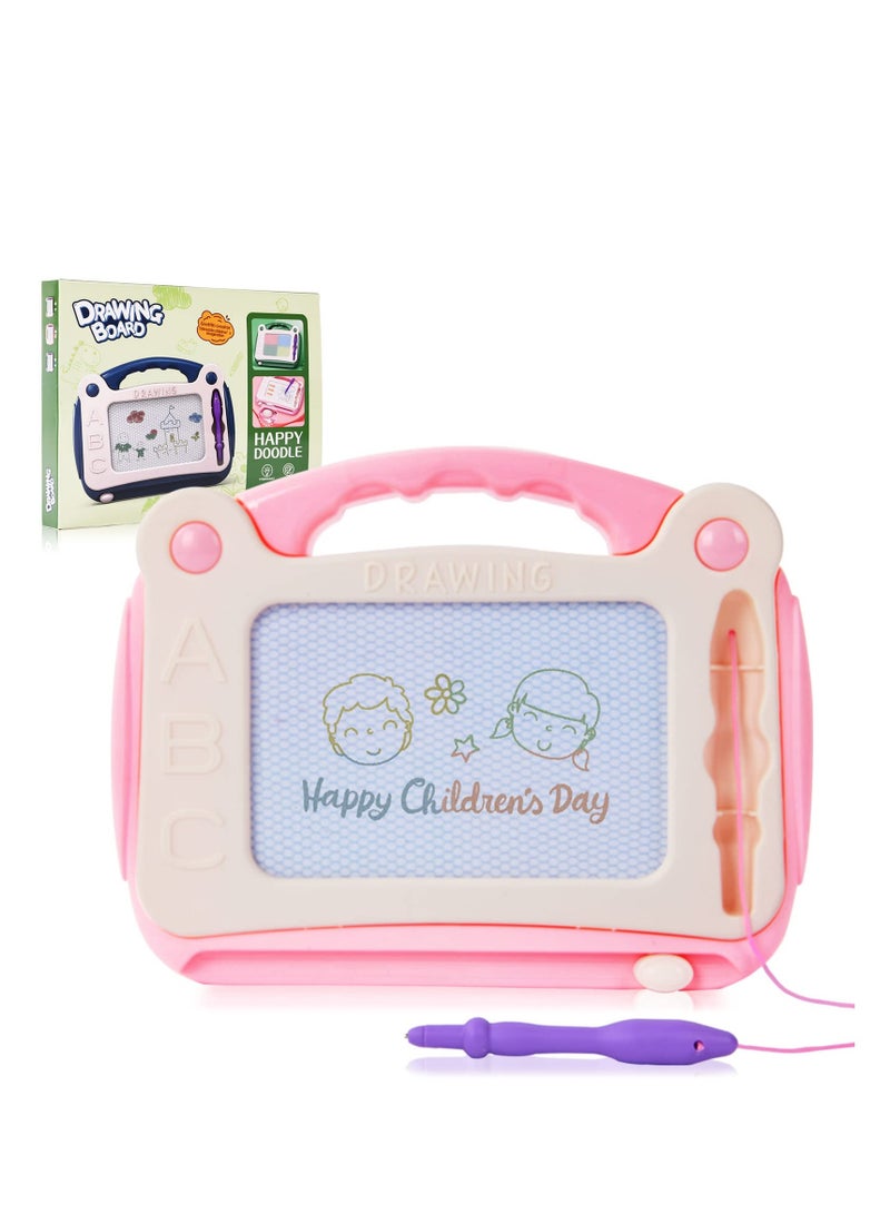 SYOSI Coloring Magnetic Drawing Board, Toddler Learning Toys for Little Girl Boy, Painting Sketch Pad, Erasable Doodle Sketch Pad with Stampers Cards, Birthday Travel Toys for 3 4 5 6 Years Kid (Pink) - Image 3