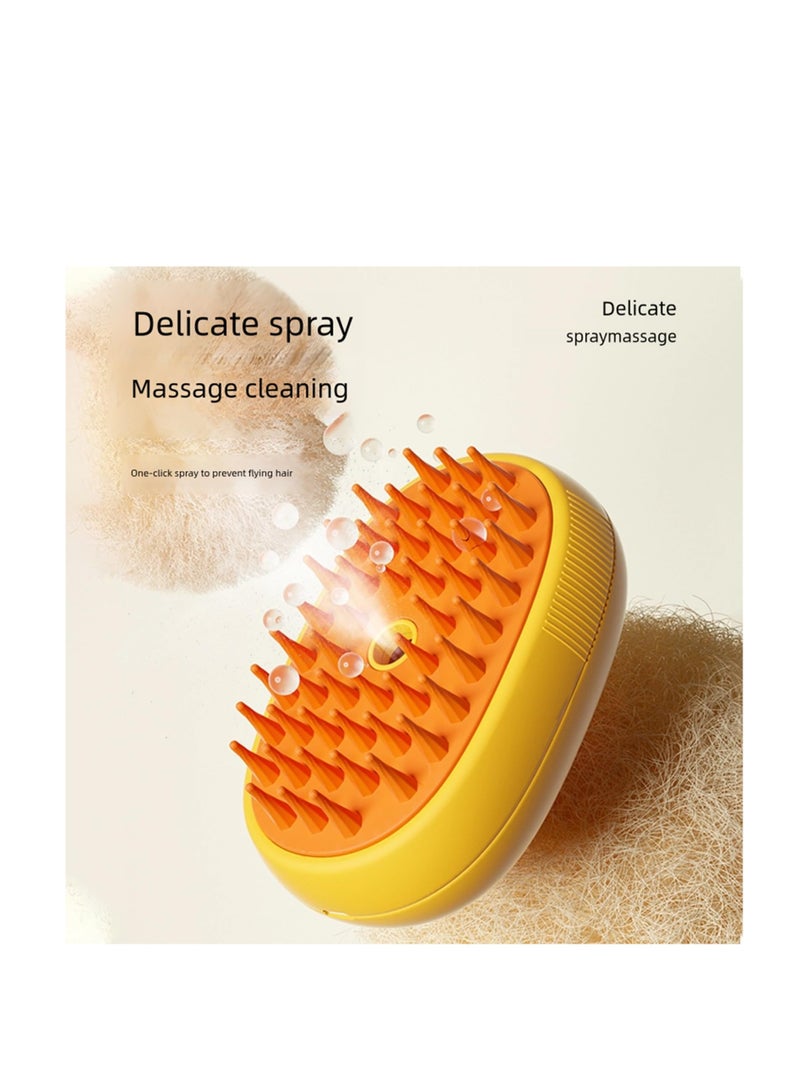 Excefore Cat Steam Brush, 3 In 1 Steamy Cat Brush, Cat Steamer Brush for Massage, Shedding, Spraying Cleaning, Multifunctional Cat Grooming Brush, Pet Hair Removal Tool Comb for Cats and Dogs, Yellow - Image 4