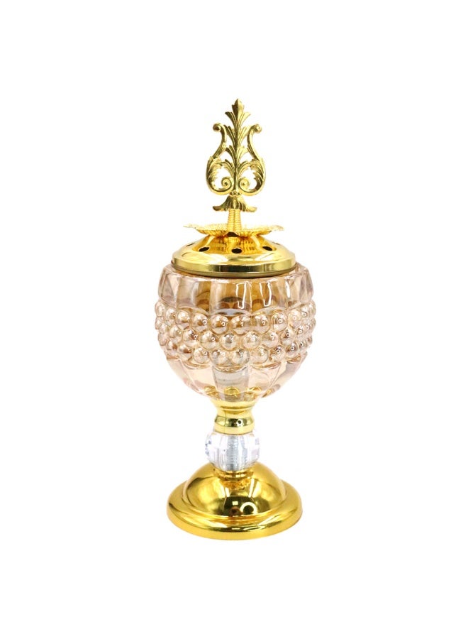 Elegant Gold-Plated Crystal Bakhoor Burner with Stylish Lid Decorative Incense Holder for Home  - Image 3