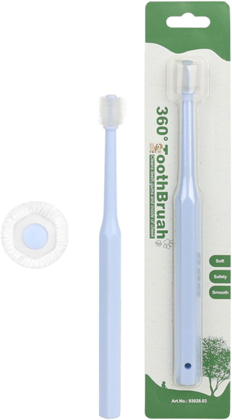 Pet Toothbrush for Small Breeds Soft Food Grade Teeth Tool Teeth Care Toothbrush with 360 Degree Brush Head Pet TeethBrush - Image 1