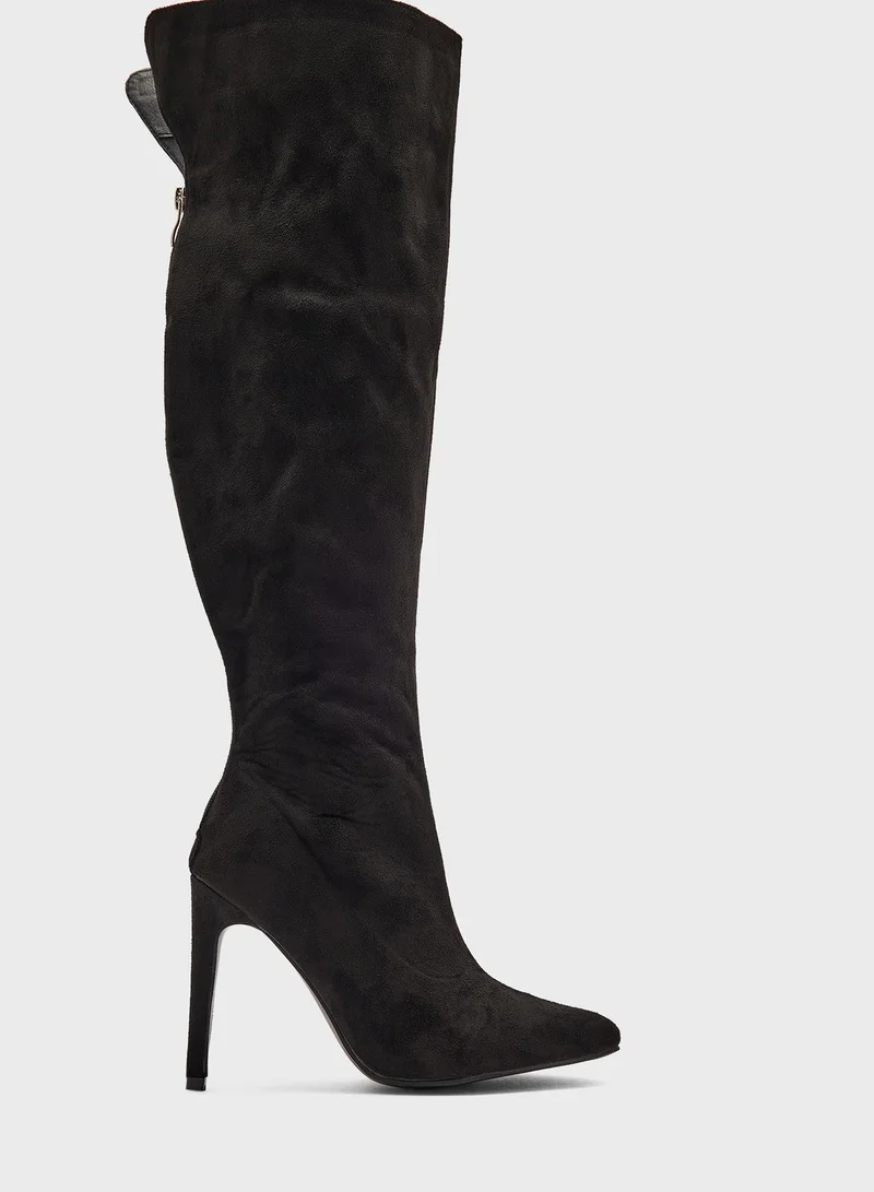 Ginger Faux Suede Pointed Knee High Boot