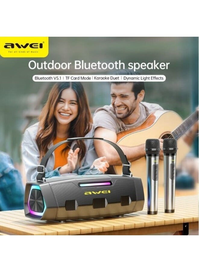 Portable Karaoke Bluetooth Speaker with Dual Wireless Microphone
