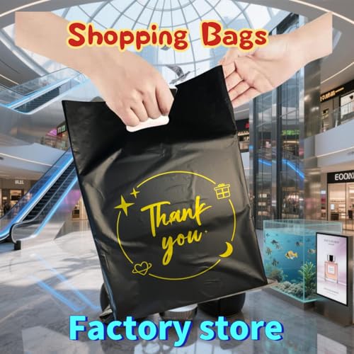 ROSEBB 100PCS Black Thank You Gift bag, reusable plastic bag with suitable for boutiques,retail shopping,weddings, birthdays,Thanksgiving,Christmas,business gifts, stores,party and boutique bags,(6"x8") - Image 5