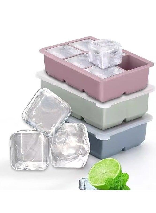مجموعة قوالب مكعبات ثلج باغطية قابلة للفصل من السيليكون، من 3 قطع، قابلة لاعادة الاستخدام وخالية من BPA للمشروبات والكوكتيل، امنة ومرنة وقابلة للتكديس وكبيرة الحجم - Image 1