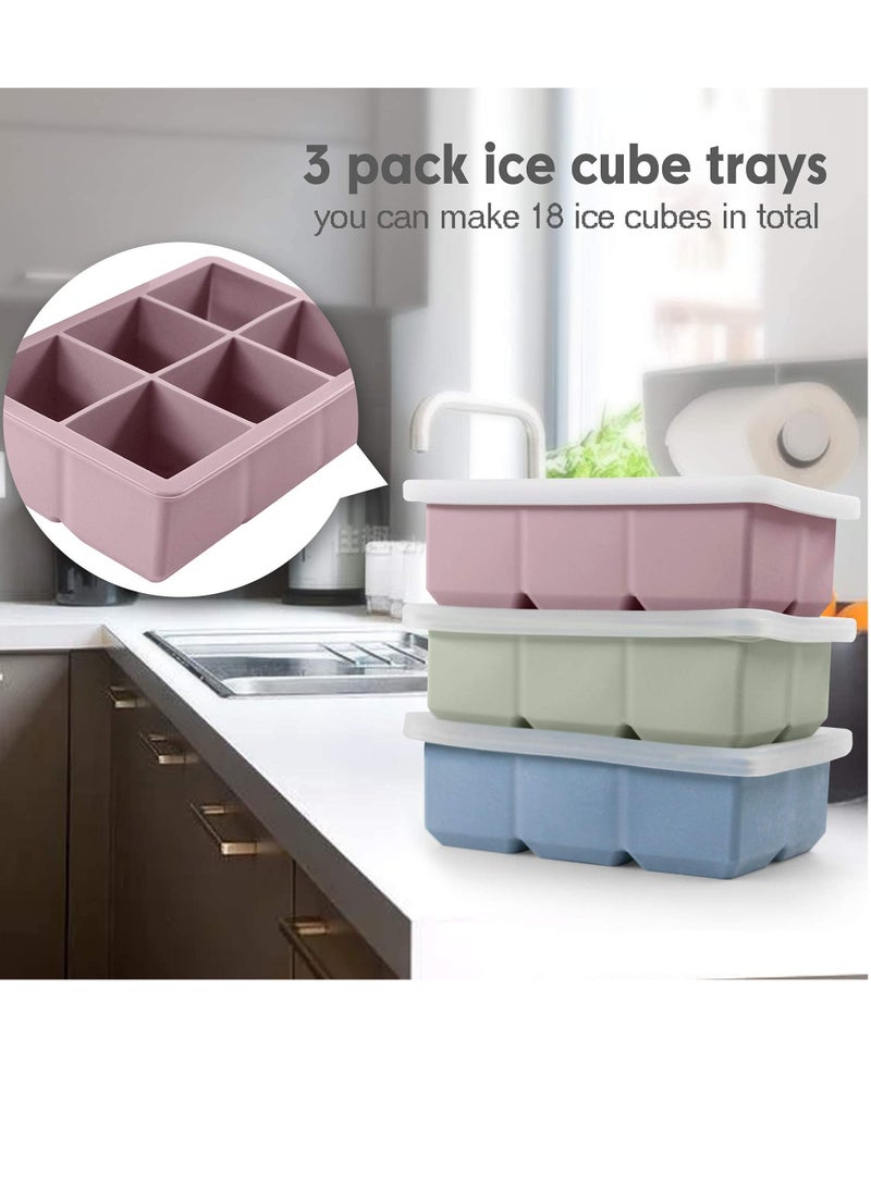مجموعة قوالب مكعبات ثلج باغطية قابلة للفصل من السيليكون، من 3 قطع، قابلة لاعادة الاستخدام وخالية من BPA للمشروبات والكوكتيل، امنة ومرنة وقابلة للتكديس وكبيرة الحجم - Image 4