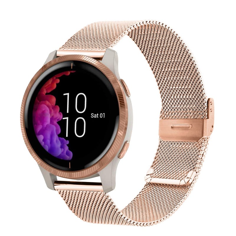 Abanen for Garmin Venu 2 Plus/Venu Sq 2 / Vivoactive 5 Watch Band, 20mm Quick Release Metal Mesh Stainless Steel Wristband Strap for Vivomove Sport/Trend (Rose Gold) - Image 1