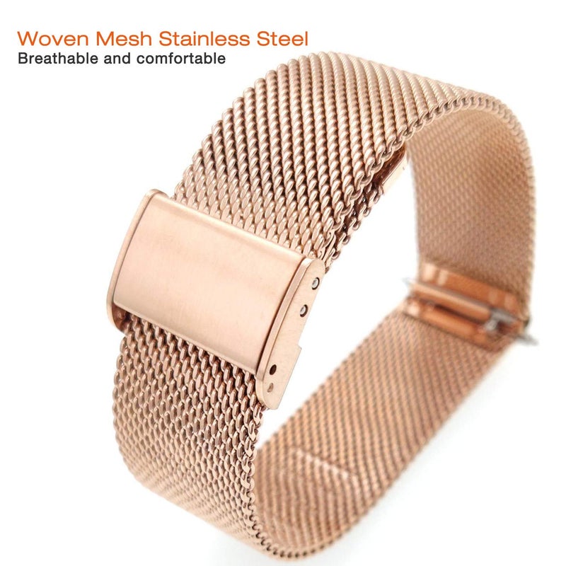 Abanen for Garmin Venu 2 Plus/Venu Sq 2 / Vivoactive 5 Watch Band, 20mm Quick Release Metal Mesh Stainless Steel Wristband Strap for Vivomove Sport/Trend (Rose Gold) - Image 2